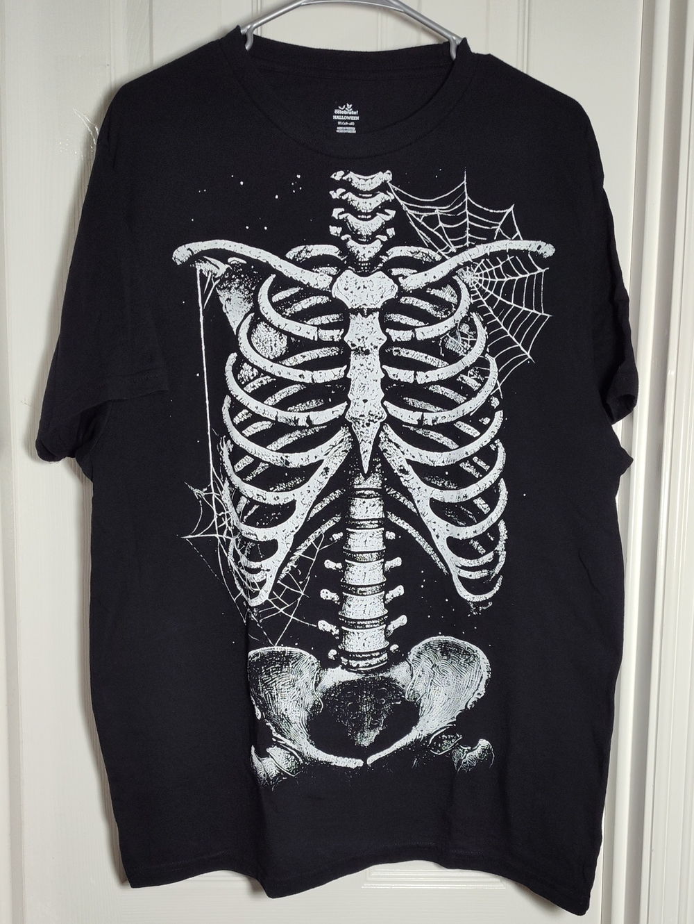 Halloween Skeleton Black T-Shirt with White Skeleton Graphic Only Worn Twice